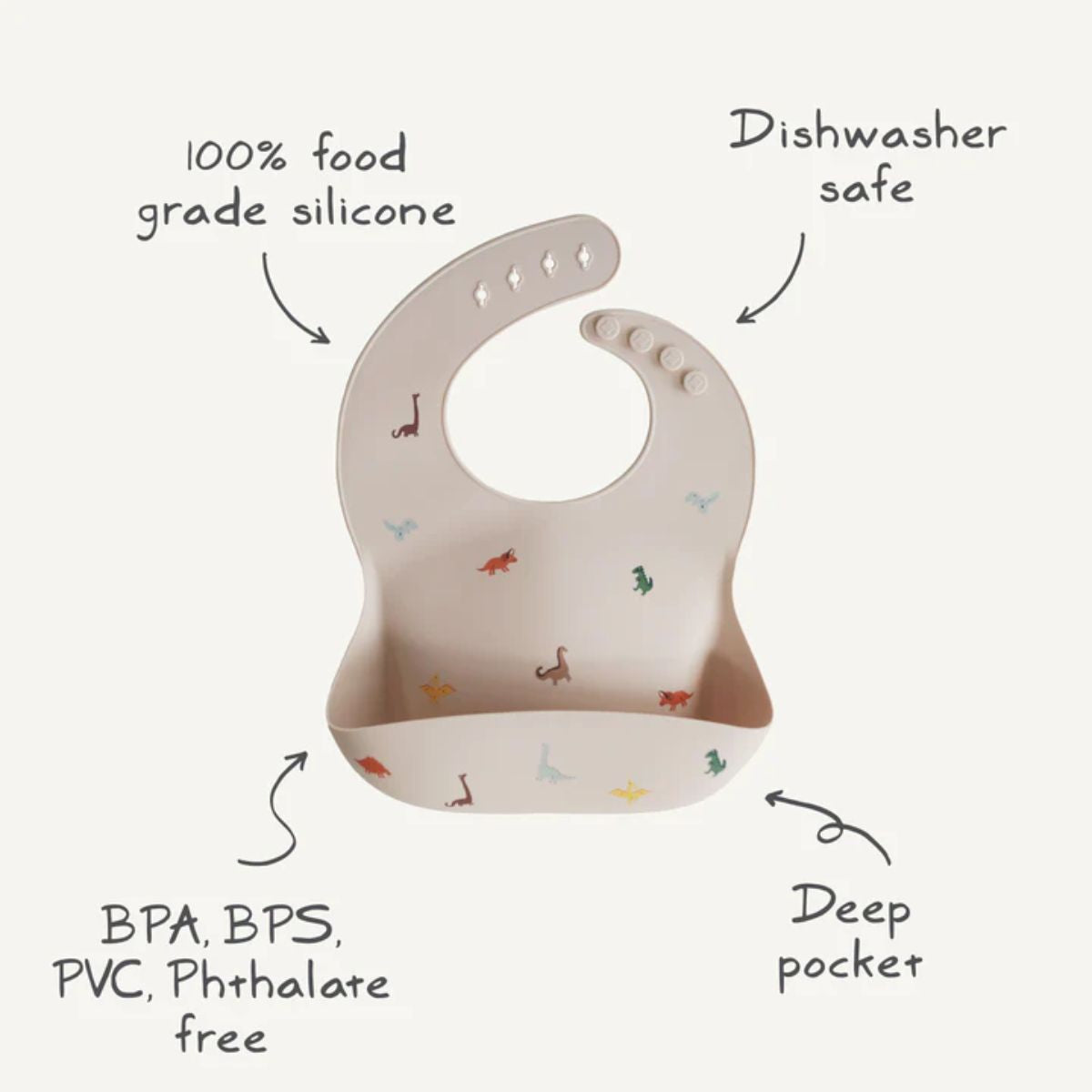 Babador De Silicone Infantil Mushie Warm Taupe - Safe and Non-Toxic